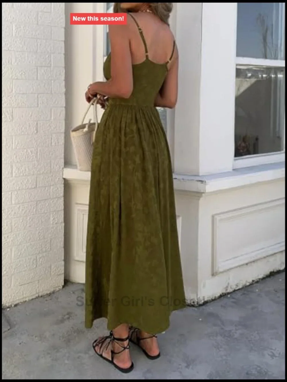 Floral Maxi Dress Spaghetti Strap Sleeveless A-Line Tie Front with Pockets